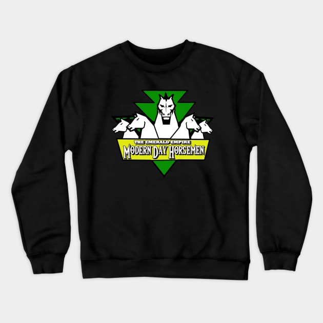 Emerald Empire - Modern Day Horsemen Throwback Crewneck Sweatshirt by Cult Classic Clothing 